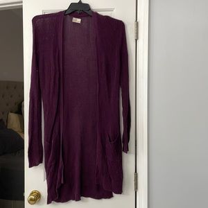 Purple knee length cardigan